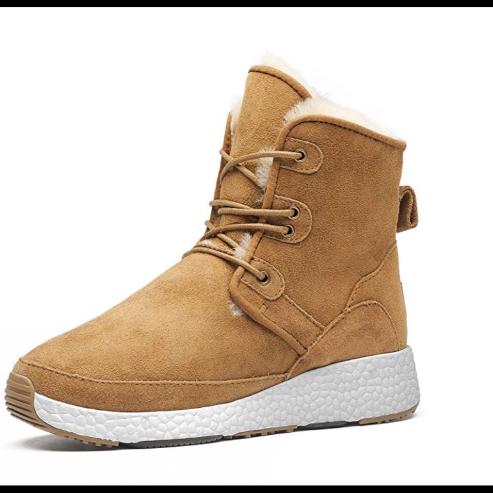 AU&MU women Suede Upper matching Fur Boots